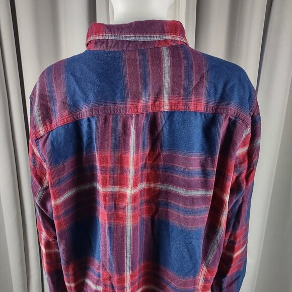 Mossimo Supply Co Blue Red Plaid Cotton Blend Flannel Button Down Shirt Size XXL - Picture 5 of 13